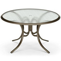 US Made 50" Round Dining Height Glass Top Folding Table
